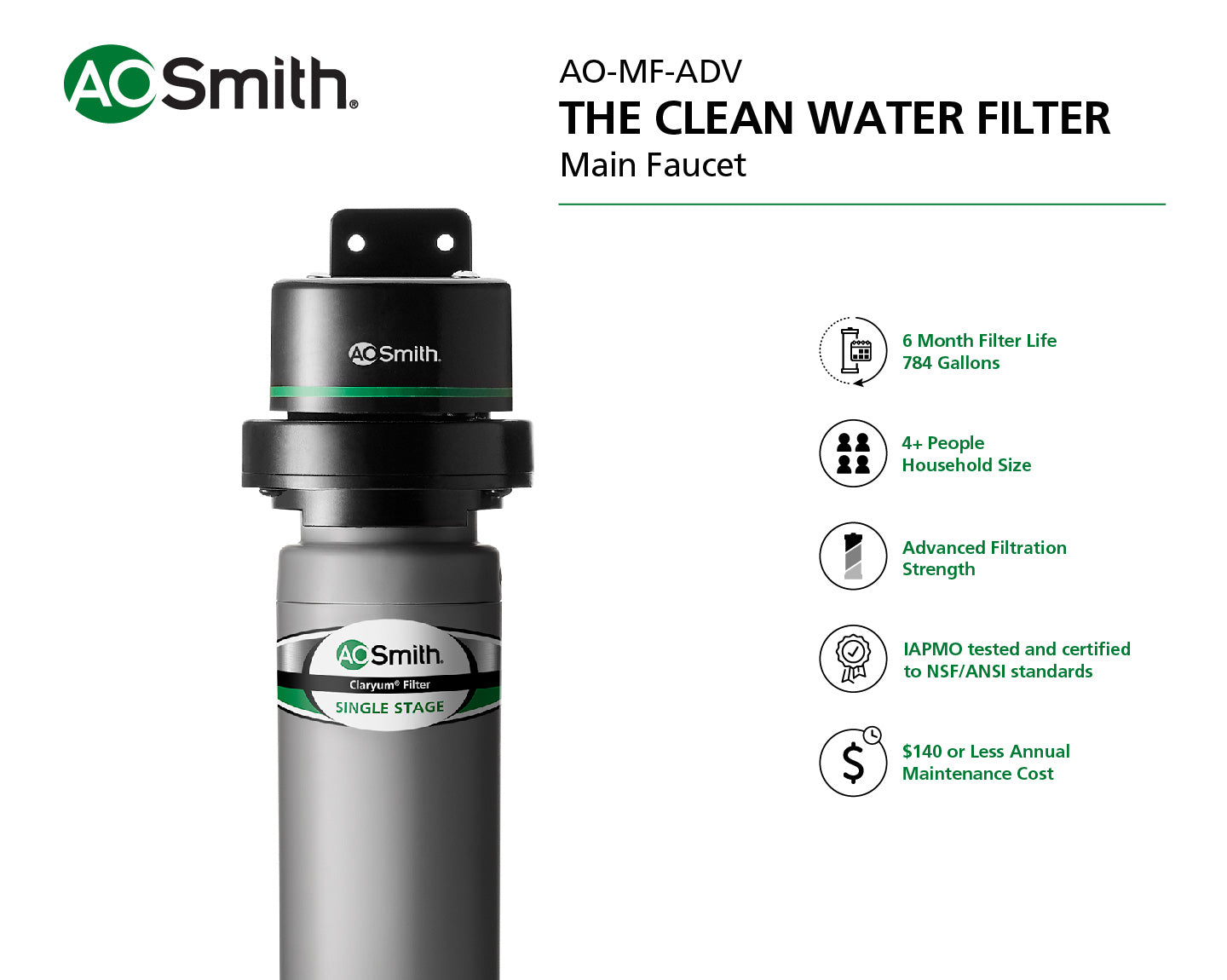 AO Smith High Flow Main Faucet Filter